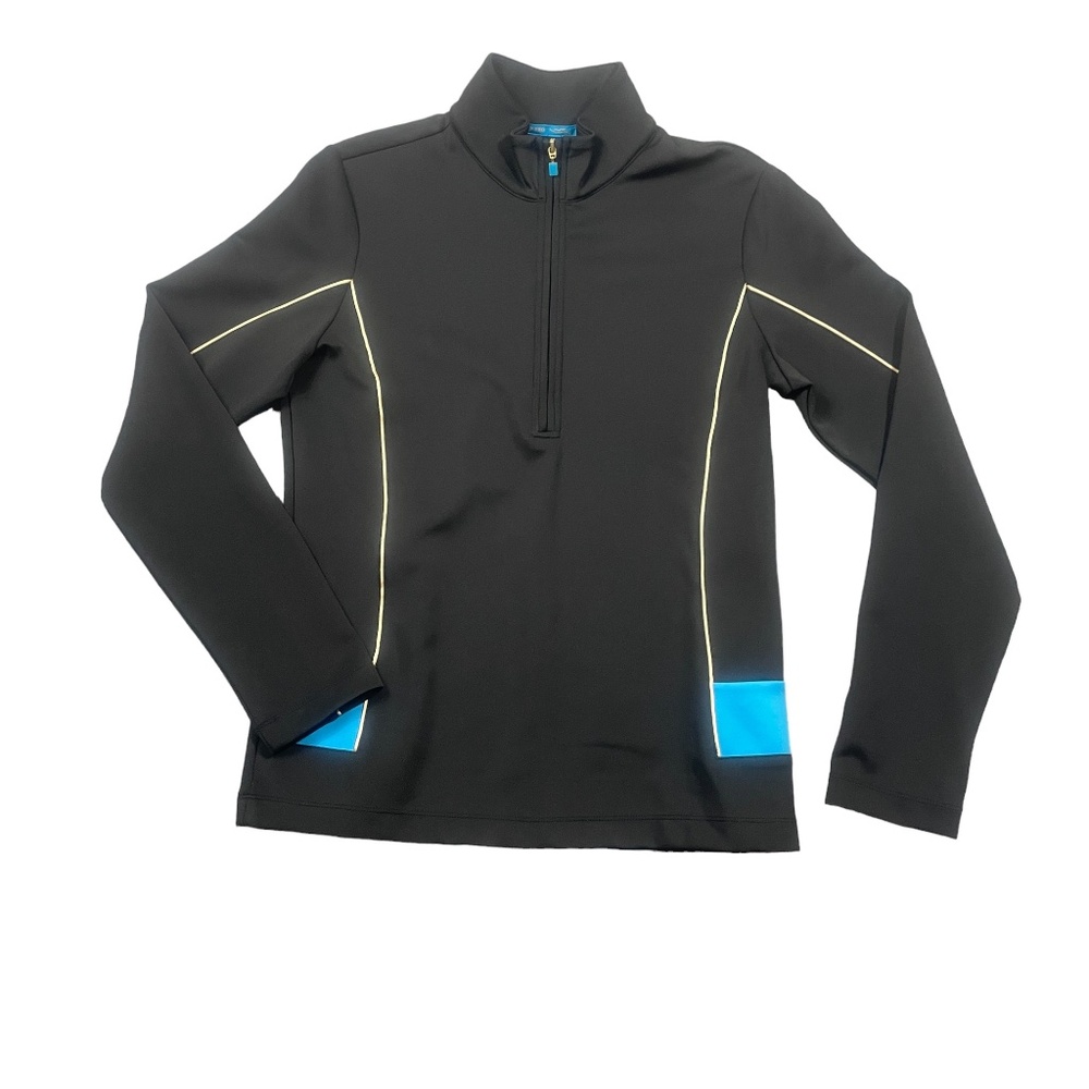 EP Pro Tour Tech Small Long Sleeve Black Blue 1/4 Zip Jacket Tennis Golf - Pic